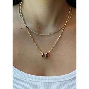 Milestone Baguette Birthstone Charm <b>Ruby</b> Rose Gold 14k Solid Gold Religious Jewelry Pyramid Featuring Crystal Pearl India 1ctw - Product Image 2