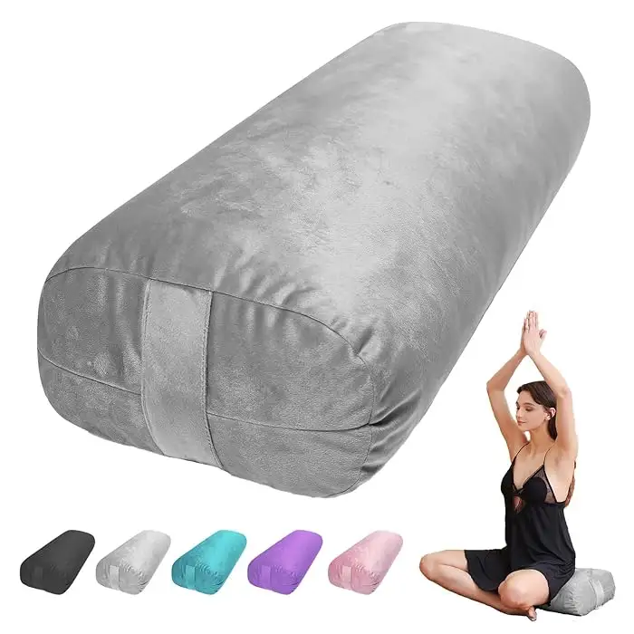 Wholesale Yoga Bolster Organic Meditation Pilates Silky Yoga Pillow Buckwheat Inside Durable Multifunctional Yoga Cushion