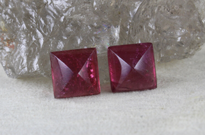 Cabujón cuadrado de turmalina de rubelita Natural, forma de Pan de Azúcar, piedra preciosa suelta facetada, fabricación de joyas Rojas - Product Image 3