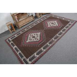 Turkish 4.5x7.6 ft Rug, Area Vintage Rug, <b>Brown</b> Red Moroccan <b>Wool</b> Rug - Product Image 2