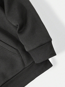 Sudaderas con capucha de lana de algodón y poliéster Unisex 2024, sudaderas térmicas negras con logotipo personalizado de tendencia superior para hombres para invierno - Product Image 4