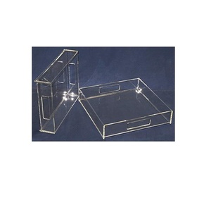 Wholesale Custom <b>Clear</b> Acrylic Tray with Handle High Quality Serving Tray with white color Custom logo - Product Image 6