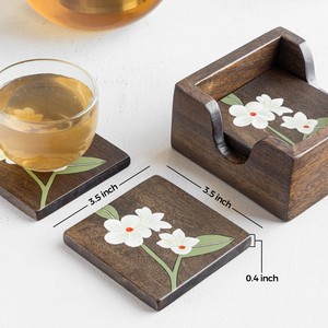 Juego de 4 Posavasos de Madera de Mango Ecológicos, Personalizables, Pintados a Mano, Duraderos y Decorativos - Product Image 4