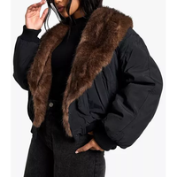 Nueva Chaqueta Acolchada de Invierno para Mujer, con Cuello de Piel Sintética Teñida, Transpirable, de Algodón Cálido, con Logotipo Personalizado Bordado en Nailon