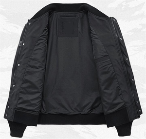 ... Chaqueta bomber para hombre, tela transpirable ligera, cierre de cremallera completo con puños acanalados, perfecta para uso diario informal - Product Image 1