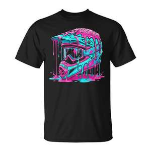 T-shirt graphique casque de motocross motif Drip Melt pour la course de motocross, vêtements de sport promotionnels - Product Image 1