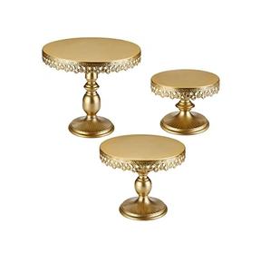 ชุดที่ตั้งเค้กโลหะสามชิ้นแบบดั้งเดิมที่ออกแบบเค้กสแตนน์ทรงกลมตกแต่งด้วยผงทองแบบขายส่งแท่นวางเค้ก - Product Image 2