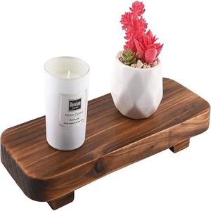 Présentoir de plateau de support de piédestal en bois brun rustique 10.6x4x1.5 pouces pour les mariages de cuisine à domicile Ramadan Diwali plateaux décoratifs - Product Image 5