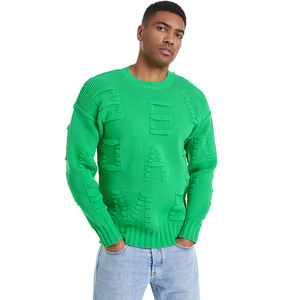 Pull personnalisé pour homme avec logo OEM & ODM, en tricot jacquard gaufré, à manches longues, pour l'hiver - Product Image 5