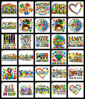 Diseños de Transferencia Térmica de Plastisol con Estampados DTF de Hilo Sintético para Camisetas, Diseño Personalizado para Prendas de Vestir, los Más Vendidos con Diseño para Autismo