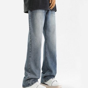 Jeans baggy délavé vintage pour hommes, pantalon en denim classique extensible et confortable à coupe ample - Product Image 3