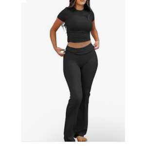 Pantalon de survêtement évasé 100% coton pour femme pantalon de survêtement Baggy respirant avec jambe droite large Anti-rides coupe ample tissu Oxford - Product Image 1