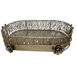 Cesta de hoja de almacenamiento decorativa de Metal de hierro moderno con asa para cesta de regalo de vino de tarifa barata de Navidad tarifa baja - Product Image 6