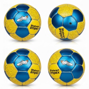 Blue Foldable Soccer Ball Rubber Bladder Machine Stitched Thermal Bonded Leather Lightweight Outdoor Toy Gift for Boys' Games - Product Image 6