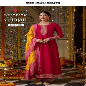 Precioso DISEÑO DE Bollywood de seda con bordado trabajo Kurti Pant y Dupatta suministro de fábrica al por mayor de Surat - Product Image 1