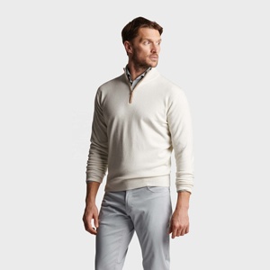 Plain Fleece 1/4 <b>Zip</b> Collar <b>Quarter</b> <b>Zip</b> Pullover <b>White</b> Golf Sweater Men Sweatshirt - Product Image 2