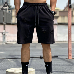 Pantalones Cortos Deportivos Desgastados para Hombre AIFRAN, Pantalones Cortos Deportivos Vintage Rotos, Pantalones Cortos de Entrenamiento de Algodón Premium - Product Image 2