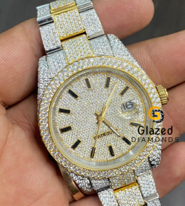 Reloj de pulsera de diamantes Moissanite Original, novedad, diseño de lujo de acero inoxidable, joyería de moda para hombre - Product Image 4