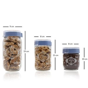 Turchese grigio Set di 3 vasetti di vetro 1000/660/625ml bottiglie di conservazione per la cucina per il caffè zucchero biscotti per la conservazione degli alimenti - Product Image 2