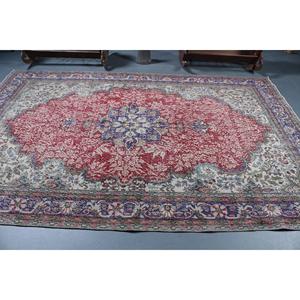 Grand tapis vintage, tapis turc 6,7x10,3 pieds, tapis en laine rouge - Product Image 3