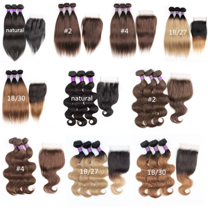 Extensiones de cabello humano con ondas corporales alineadas con cutícula brasileña virgen Color Piano - Product Image 4