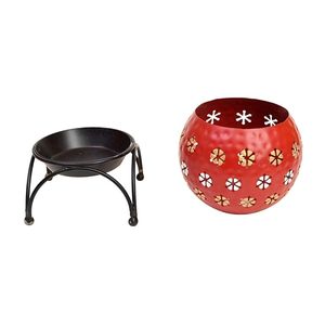 Room Decoration <b>Candle</b> Stand Handmade Metal in Iron Black Powder Coating <b>Candle</b> Stand & <b>Tea</b> Light Metal Bowl - Product Image 4