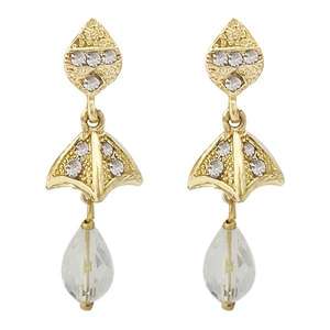 ต่างหูเม็ดเล็กชุบทอง kriaa หินออสเตรียสีขาวรุ่น jhumki 1313702H - Product Image 1