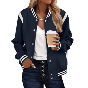 Chaqueta universitaria de piel de oveja reversible personalizable para mujer, venta al por mayor, chaquetas con letras en blanco para mujer, tipo de procesamiento teñido - Product Image 1