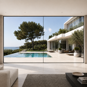 <span class=keywords><strong>Porte</strong></span> coulissante en verre surdimensionnée ALUFRONT Apex 180 avec <span class=keywords><strong>seuil</strong></span> encastré pour des projets intérieur-extérieur fluides - Product Image 1