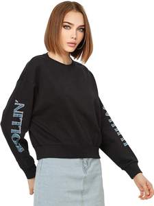 Sudadera de mujer personalizada de algodón de peso pesado, Sudadera de cuello simulado de gran tamaño, sudadera de manga larga para mujer - Product Image 4