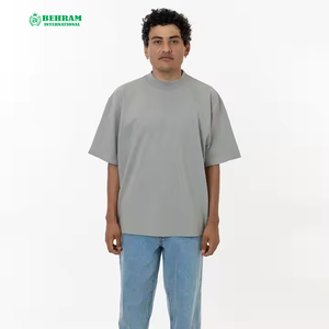 <b>Top</b> Ranking Plain Heavy Cotton Eco-Friendly Breathable Unisex Custom Print Logo Loose Fit <b>Mock</b> <b>Neck</b> Oversize Men's T-Shirt - Product Image 5