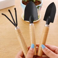 Ensemble de 3 mini-outils de jardinage : pelle à main, râteau à feuilles, petite pelle pour le jardinage à domicile et les plantes en pot