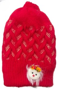 Gorro de mono de punto de lana pura de poliéster acrílico de primera calidad para niños, gorro de invierno de varios colores y tamaños, lazo personalizable hecho en La India - Product Image 1