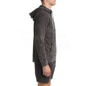 2024 invierno nuevo estilo High Street Casual pulóver sudaderas con capucha hombres hecho a medida 100% algodón lavado ácido patrón impreso Anti-retráctil - Product Image 4