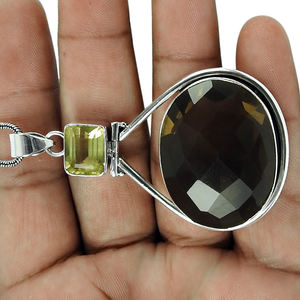 การออกแบบล่าสุดจี้อัญมณีหลาย 925 เครื่องประดับเงินสเตอร์ลิง Moldavite และ Citrine อัญมณีพรรคสวมสร้อยคอจี้ - Product Image 2