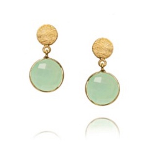 Pendientes de plata de ley 925 con gema de Calcedonia, novedad - Product Image 1