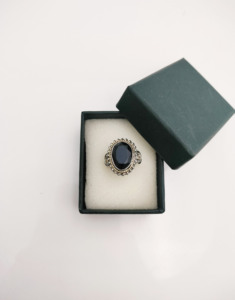 925 Sterling Silver Unisex <b>Ring</b> with <b>Black</b> <b>Onyx</b> Oval Gemstone Vintage Style Wedding or Party Jewelry Everyday trendy <b>Rings</b> gift - Product Image 2