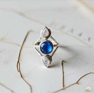 Solid 925 Sterling Silver Plated Natural <b>Labradorite</b> Pear Round Bezel Setting 7mm Ring Handmade Fashion <b>Jewelry</b> For Women - Product Image 5