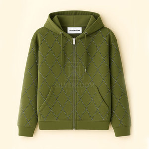 Sudaderas con capucha con cremalleras de algodón 100% hechas a medida | Ropa de calle con detalles descoloridos y diamantes de imitación | Sudaderas con cremallera de gran tamaño - Product Image 5