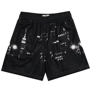 Short d'entraînement d'été pour homme grande taille Short de plage en maille respirante à séchage rapide avec logo personnalisé et sublimation à motif uni - Product Image 4