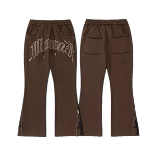 Wholesale Custom Oversized <b>Flared</b> Hip Hop Casual Cotton Color <b>Men</b> Flare Pants Factory Manufcature - Product Image 3