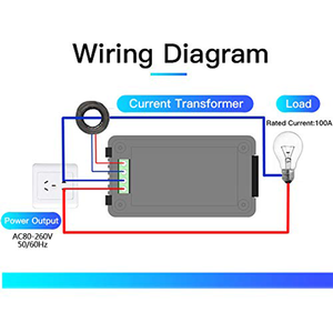 Medidor de Panel de energía de potencia de amperaje de voltaje de corriente CA, pantalla Digital <span class=keywords><strong>LCD</strong></span>, amperímetro, voltímetro, multímetro CT AC 80-260V 100A - Product Image 6