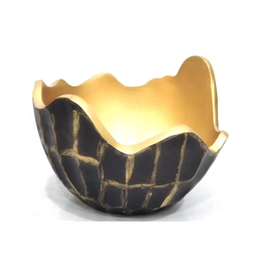 Bol de service fabriqué à la main avec 3 lag couleur or Design moderne Snack et bol Khajoor meilleure qualité prix d'exportation en métal - Product Image 3