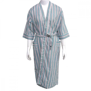 Kimono de luxe indien imprimé en blocs motif floral Spaghetti sangle 100% coton cambrique taille libre Kimono enveloppant à vendre - Product Image 3