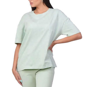 Venta al por mayor personalizado cuello redondo personalizado impreso camisetas de gran tamaño para las mujeres usan Casual a granel algodón mujeres camisetas OEM - Product Image 4