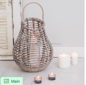 Linterna de alambre y madera rústica con portavelas Diseño elegante para una iluminación acogedora y una decoración moderna para el hogar - Product Image 4