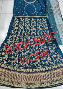 Robe de soirée de mariage de Style moderne, filet papillon lourd avec broderie, travail, manches longues, avec fond et dupata - Product Image 6