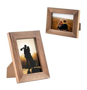 Wooden 5x7 <b>Picture</b> <b>Frame</b> Distressed Farmhouse Weathered Rustic Photo <b>Frame</b> <b>Vintage</b> brown Wood Grain & Clear Glass Front - Product Image 1
