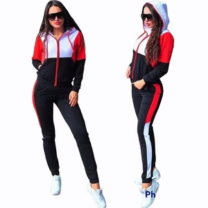 "Chándal deportivo informal de 2 piezas a la moda PARA MUJER: Sudadera con capucha y pantalones con cremallera de invierno para deportes o salidas casuales" - Product Image 1