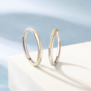 Jeulia Every Side of Love Mobius Two Tone Adjustable Sterling Silver <b>Couple</b> <b>Rings</b> - Product Image 6